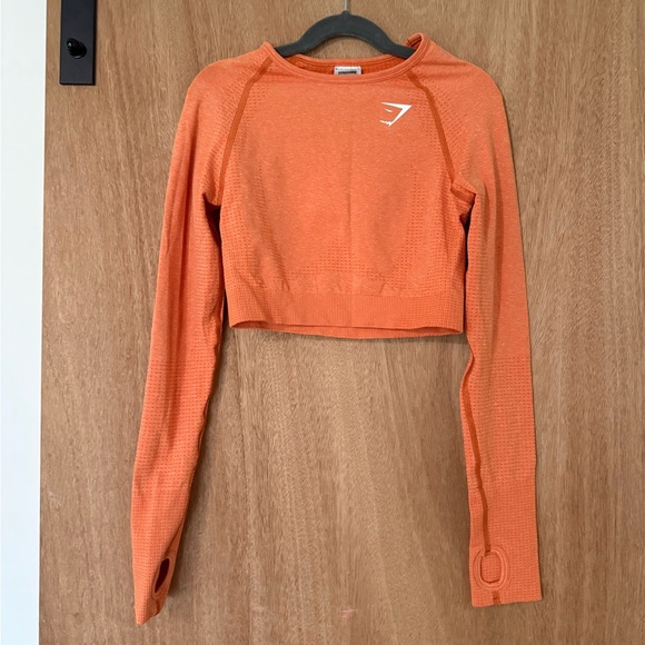 Gymshark Vital Crop Top long sleeve & leggings set apricot gym workout -S - Picture 10 of 15